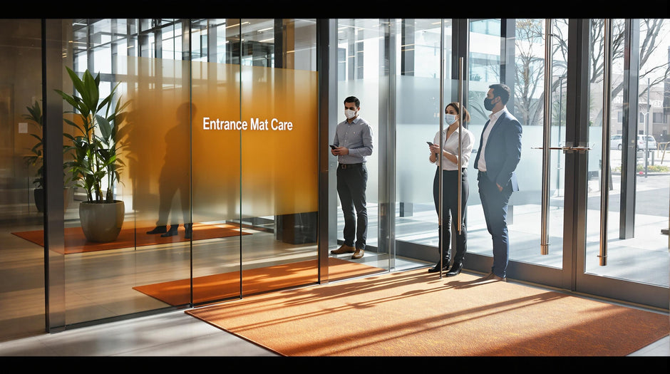 Business lobby with staff and entrance mats being highlighted