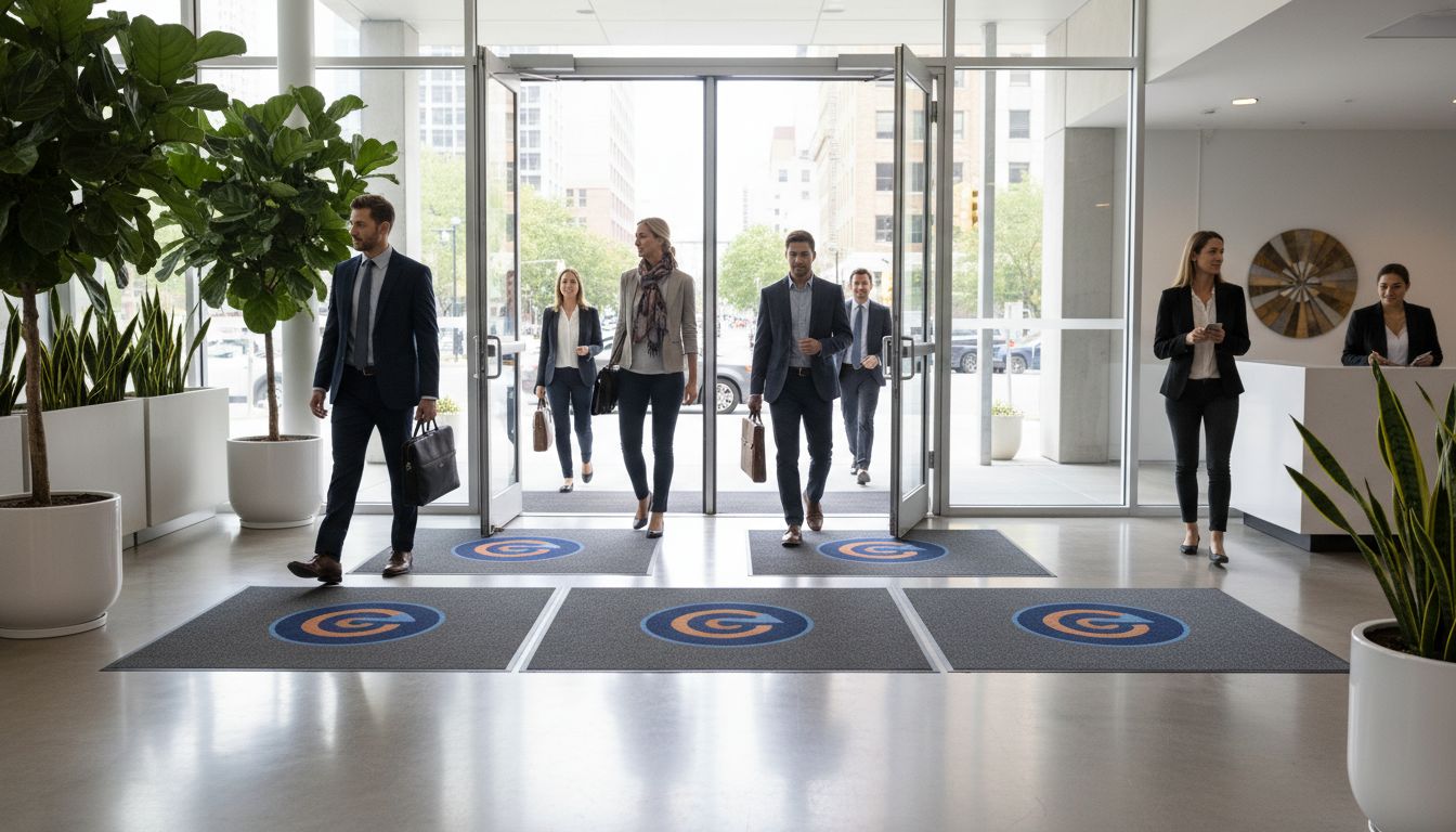 business entrance logo mats
