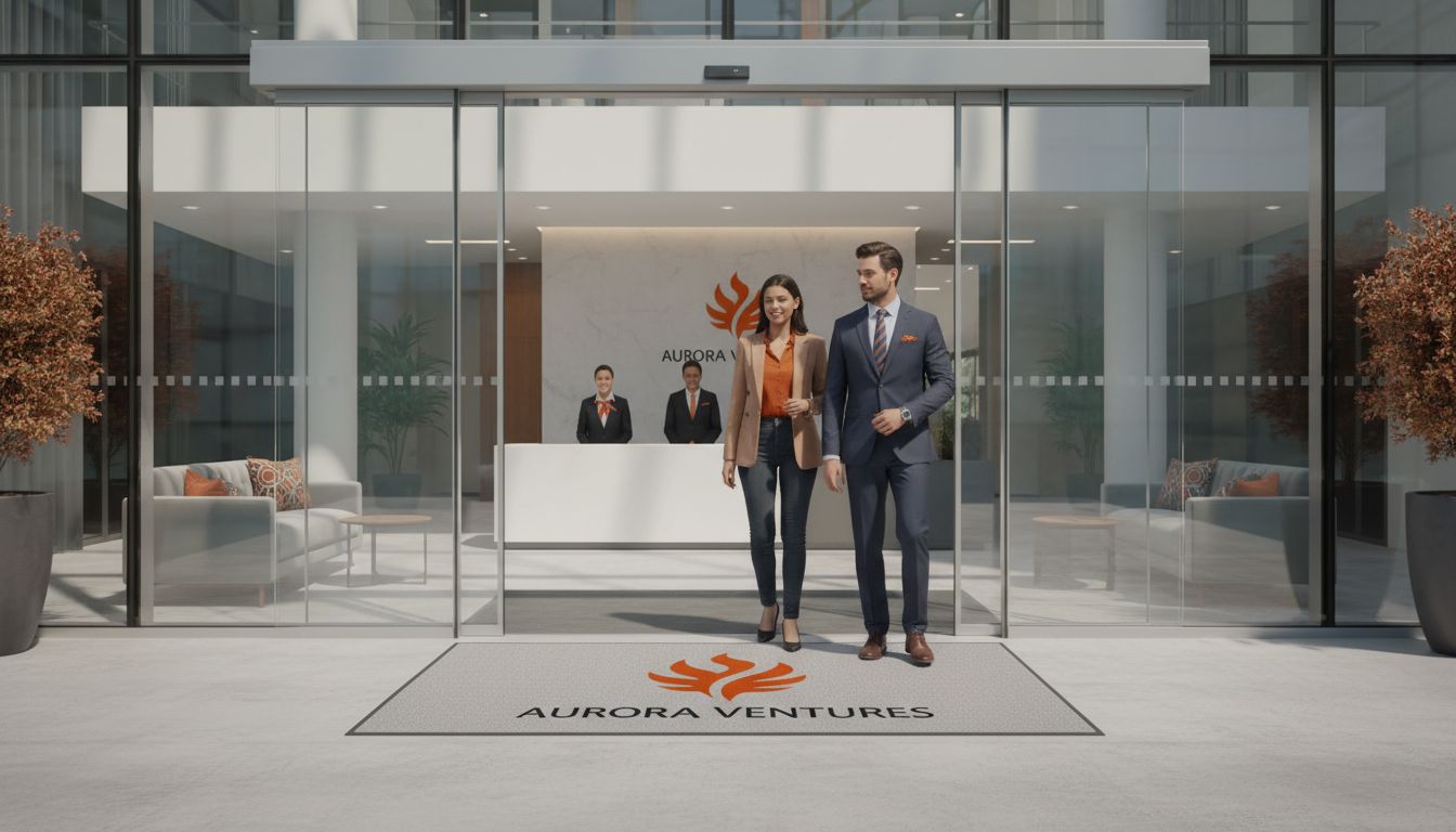 business entrance logo mat