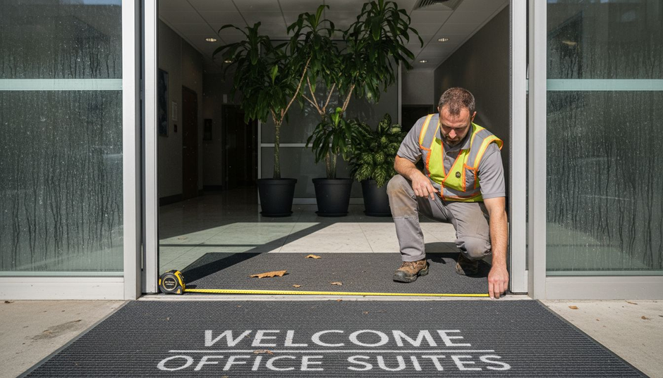 Manager measuring entrance for logo mat