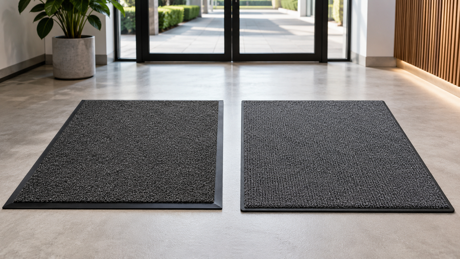 Plush Vinyl Backed Mats vs MicroLuxx Absorbent Mats: Which Entrance Mat Should You Choose?