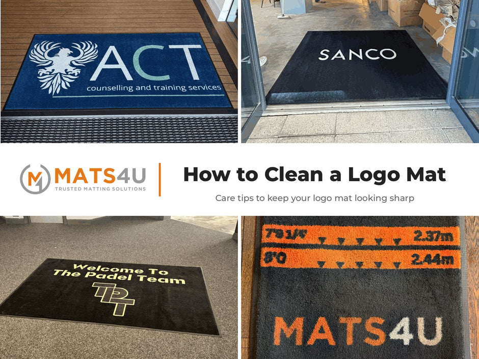 How to clean a logo mat: four real Mats4U logo mats with care tips title