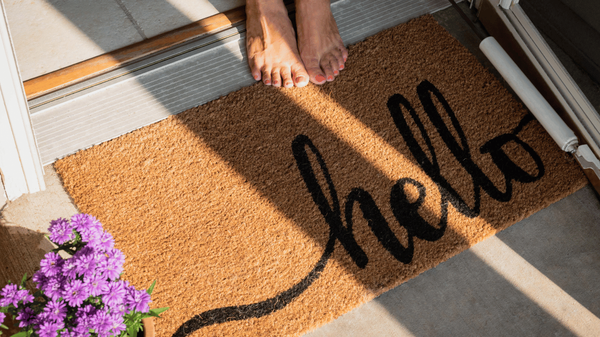Coir Logo Mat with 'Hello World' example