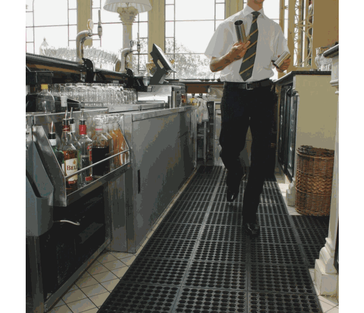 Fatigue-Step Anti Fatigue Mat used behind a bar area